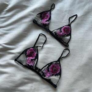 Fleur du Mal floral embroidered bralette - size XS